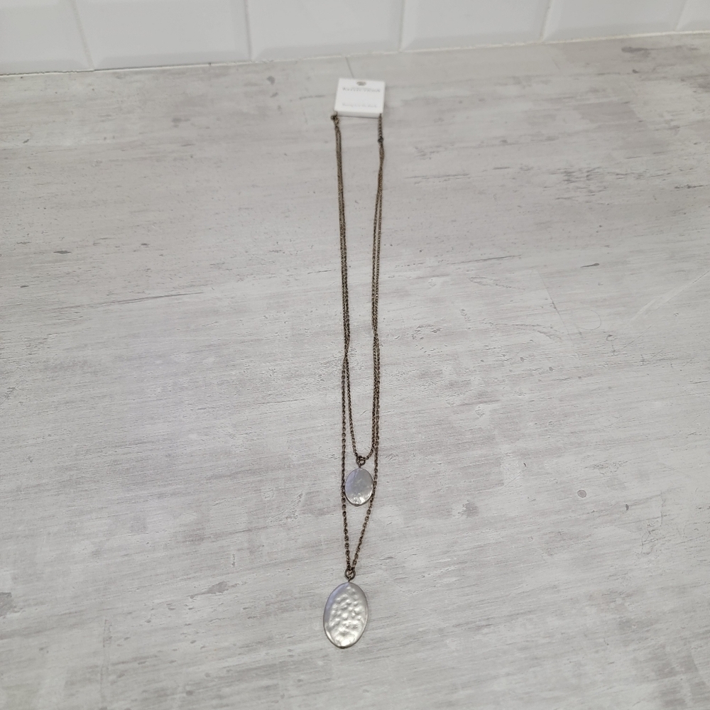 Northern Reflections Long Layered Necklace Oval Hammered Pendants Mixed Metal - Picture 15 of 15